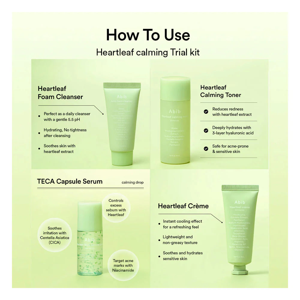 Abib – Heartleaf Calming Trial Kit – 1 Set (4 items)
