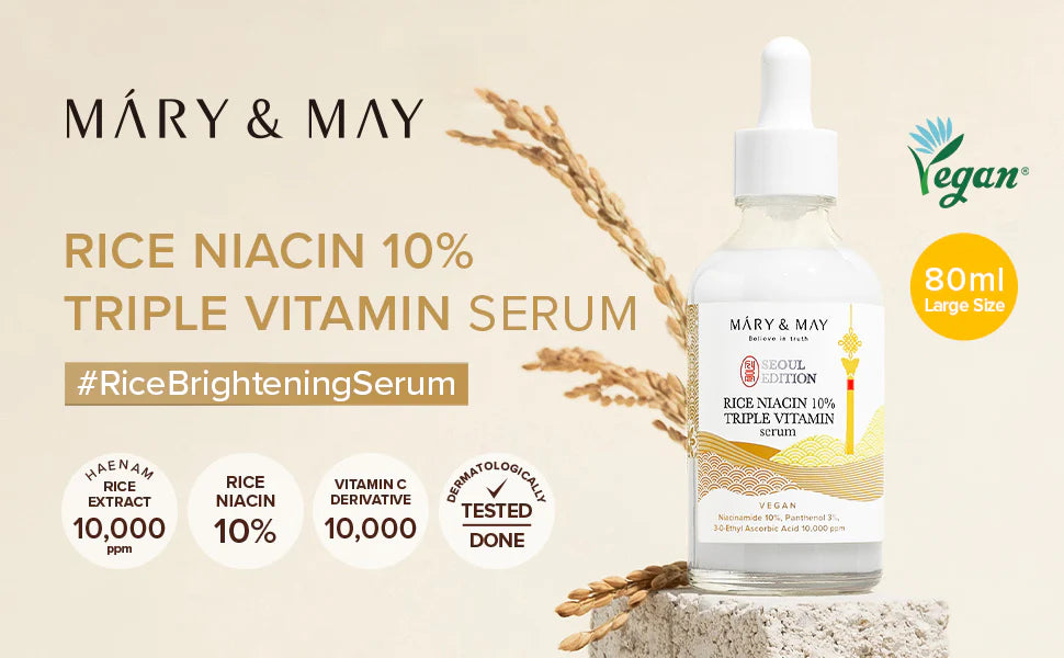 Mary&May- Rice & Niacinamide 10% Radiance Serum with 3 Vitamins – 80 ml